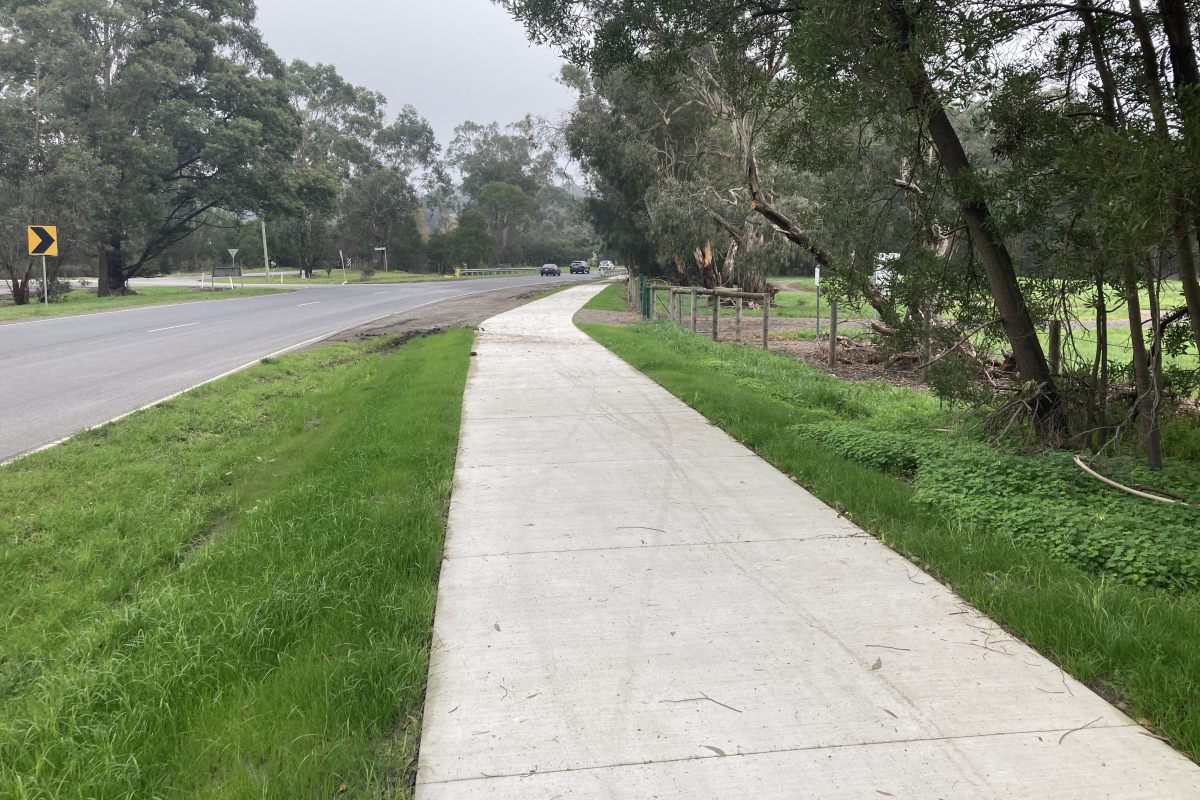 New completed section of shared path on Liverpool Road, The Basin