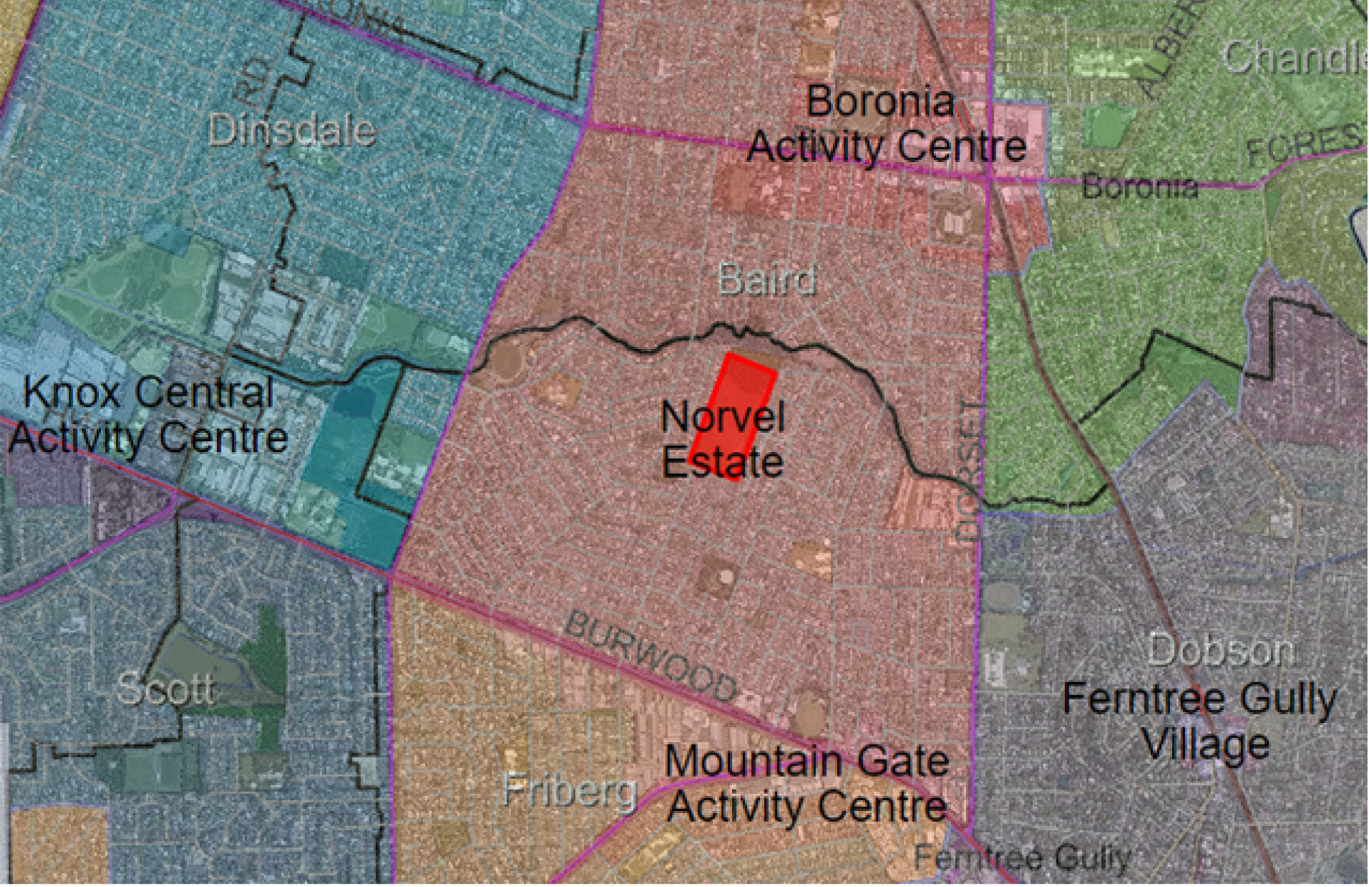 Map of Norvel Estate in Ferntree Gully
