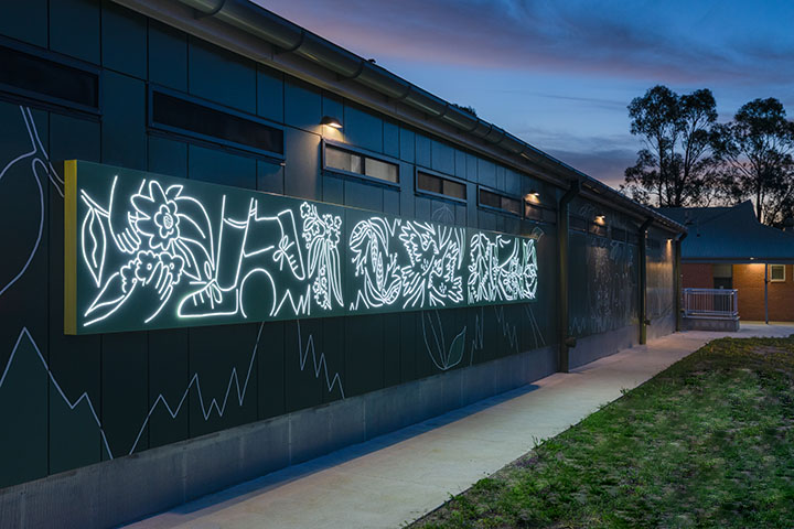 Connection Points mural and light box