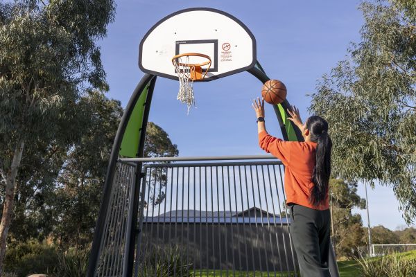 woman on basketball court