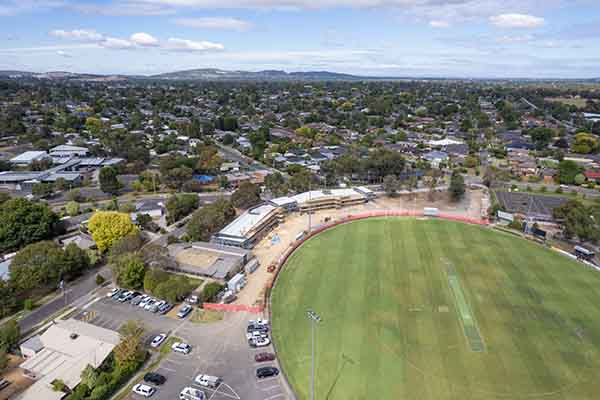 Fairpark Reserve multipurpose facility project update drone overview 