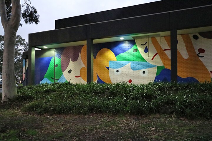 KCAC mural at night