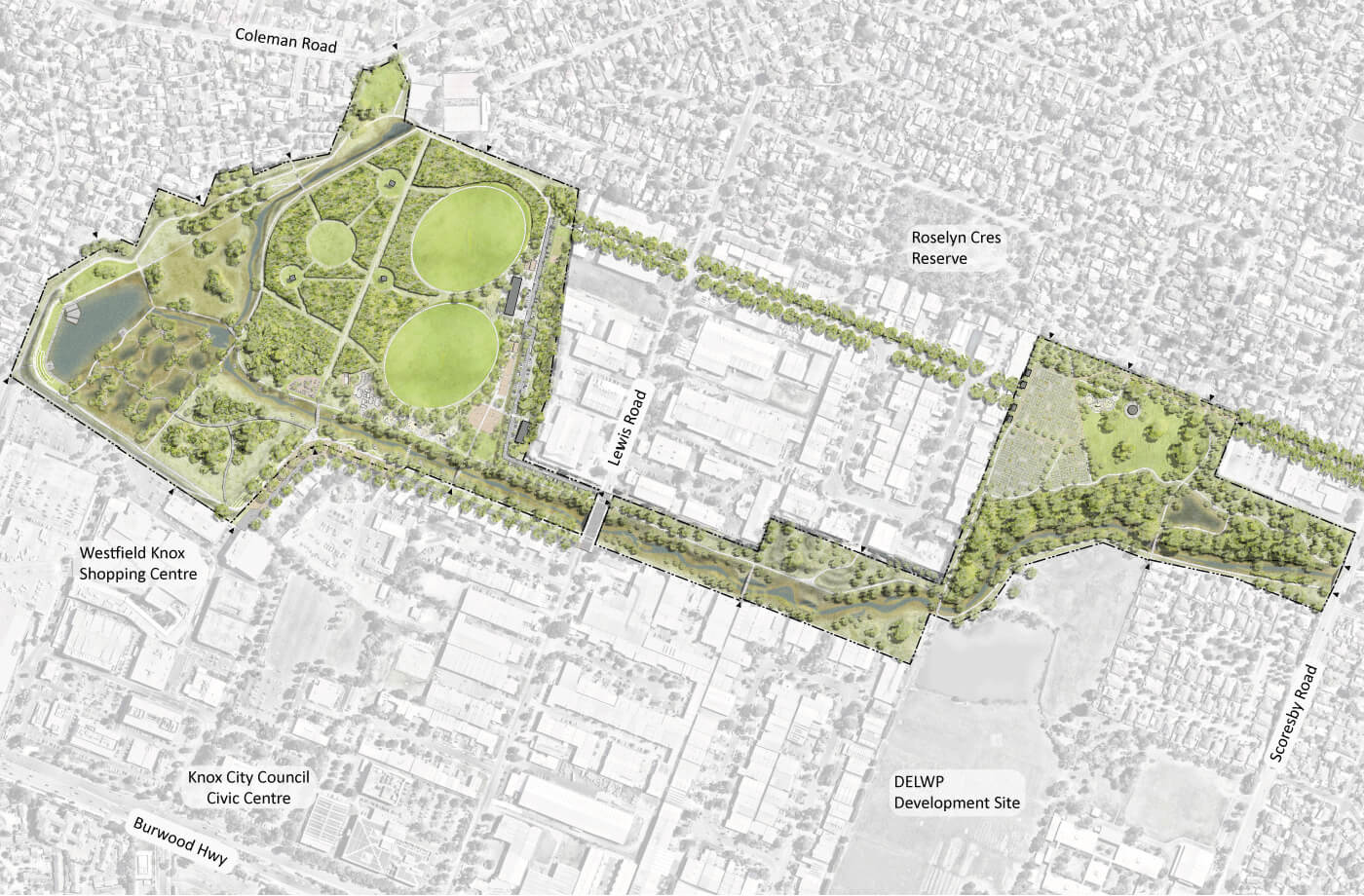 Map of the proposed Lewis Park masterplan
