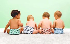 babies wearing reusable nappies