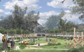 Artist impression of The Basin Triangle proposed park design