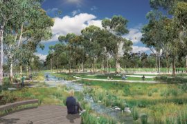 An artist's Image of Blind Creek at Lewis Park