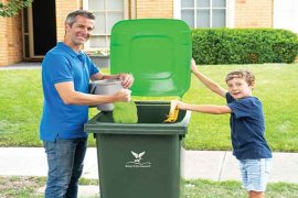 food and garden bin with caddy and green liner