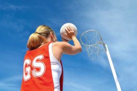 Netballer shooting goal