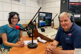 Knox Mayor Cr Jude Dwight with Radio Eastern FM host Robert Arthur