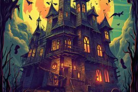 Illustration of a haunted house