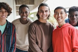 Group of five young men