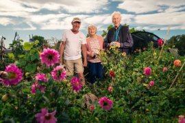 John Faulkner with Rhonda and Colin Newberry at Knox Community Gardens