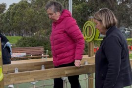 Person using the new seniors exercise park 