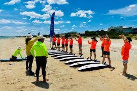 Knox residents participating in the Life Saving Victoria program at the beach