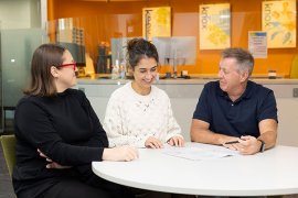 Building team providing customer service