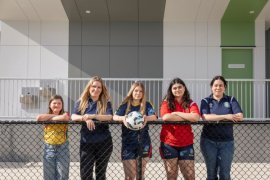 (L-R) Alexia Pricop, Lisa-Maria Mardale, Angela Mardale, Isabella Saricoban and Alisa Visan at Park Ridge Reserve Pavilion