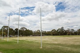 Football oval and goal posts