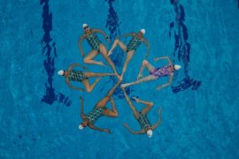 Eastern Sirens members in the pool 