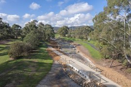 New dry creek bed at Liberty Avenue Reserve, Rowville