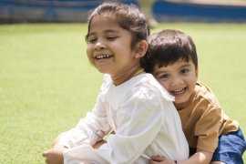 Two children outside.