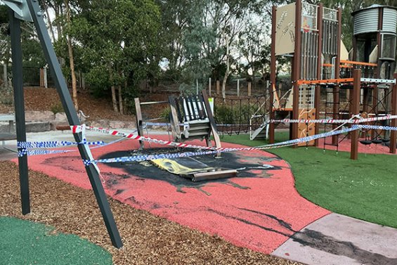 Damage at Stud Park playground, Rowville