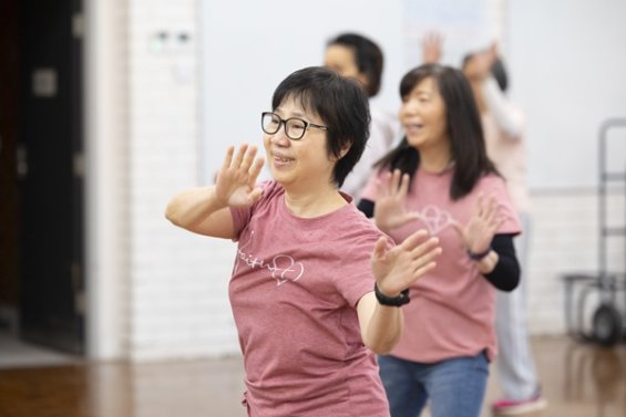 Women participating in a wellbeing activity