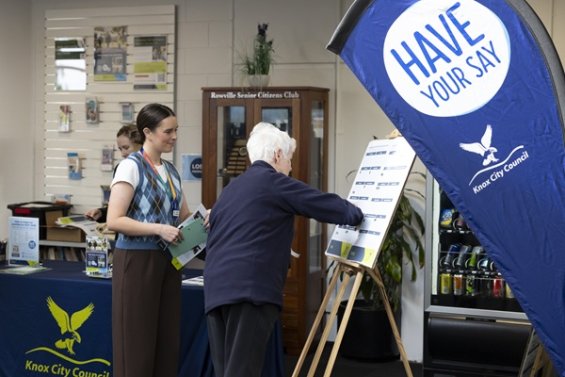 Person having their say at an engagement pop up