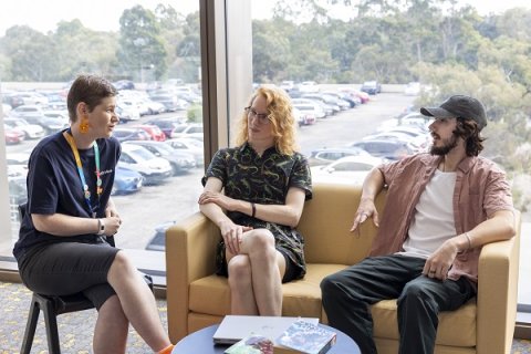 Young people speaking with a Knox staff member