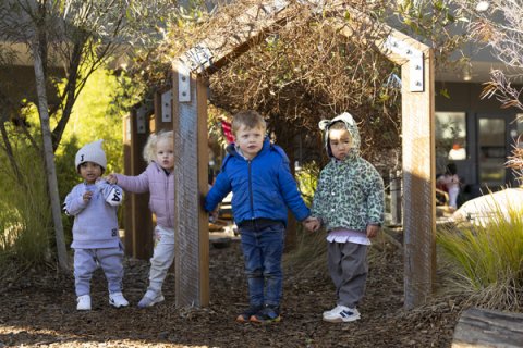 Children standing outside.