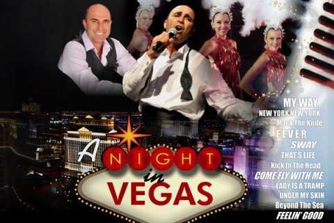 Collage image of Las Vegas, singers and dancers