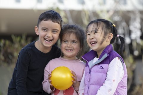 Three children playing 